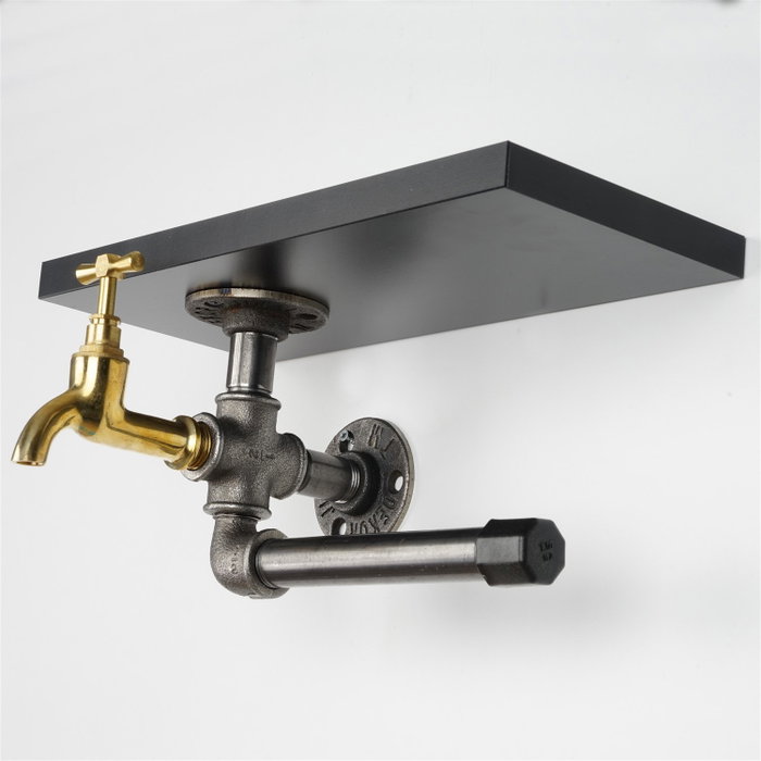 Hanah Home Boruraf240 Portarrollos de Papel Higiénico Industrial MDF Negro y Plata